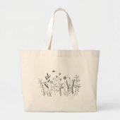 Wildflower Botanical Line Art Canvas tas (Voorkant)