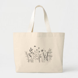 Wildflower Botanical Line Art Canvas tas