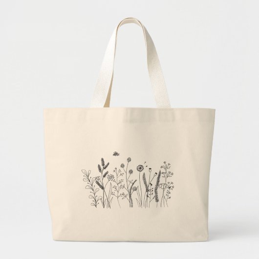 Wildflower Botanical Line Art Canvas tas (Voorkant)