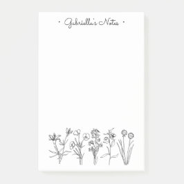 Wildflower Botanical Pretty Floral Garden Name Post-it® Notes