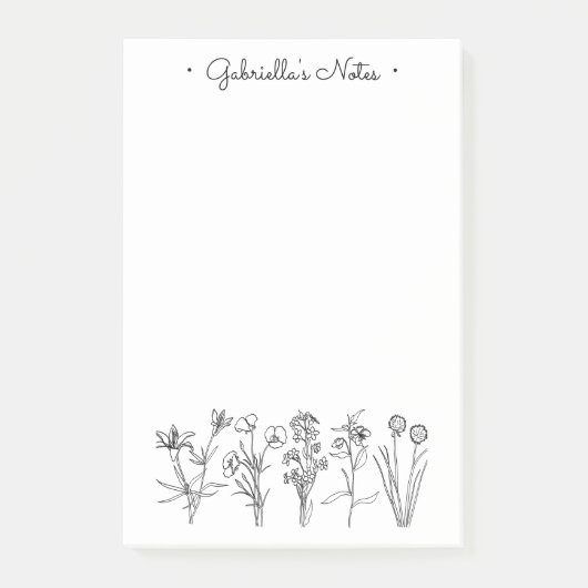 Wildflower Botanical Pretty Floral Garden Name Post-it® Notes (Voorkant)