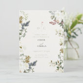 Wildflower Botanical Wedding Invitation Template  Kaart (Staand voorkant)