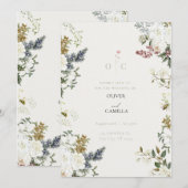 Wildflower Botanical Wedding Invitation Template  Kaart (Voorkant / Achterkant)