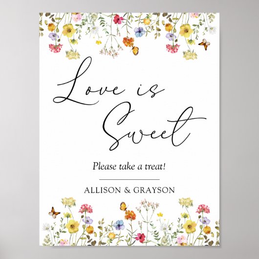 Wildflower Botanical Wedding Love is Sweet Favor Poster (Voorkant)