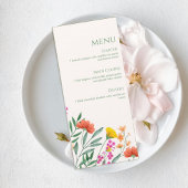 Wildflower Botanical Wedding Menu Card