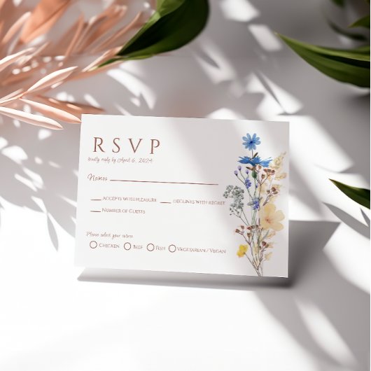 Wildflower Botanical Wedding RSVP-kaart RSVP Kaartje