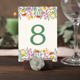 Wildflower Botanical Wedding Table Number Card Kaart
