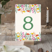 Wildflower Botanical Wedding Table Number Card Kaart