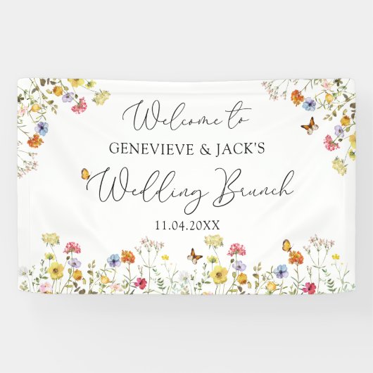 Wildflower Botanical Welcome Wedding Brunch Sign Spandoek (Horizontaal)