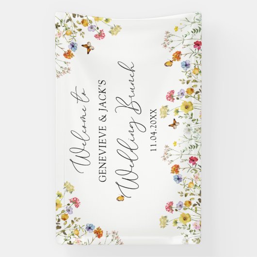 Wildflower Botanical Welcome Wedding Brunch Sign Spandoek (Verticaal)