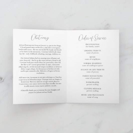 Wildflower Botanicals Order of Service Uitvaart Programma (Binnen)