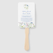 Wildflower botanisch blauw waterverf bruiloft prog handwaaier (Voorkant)