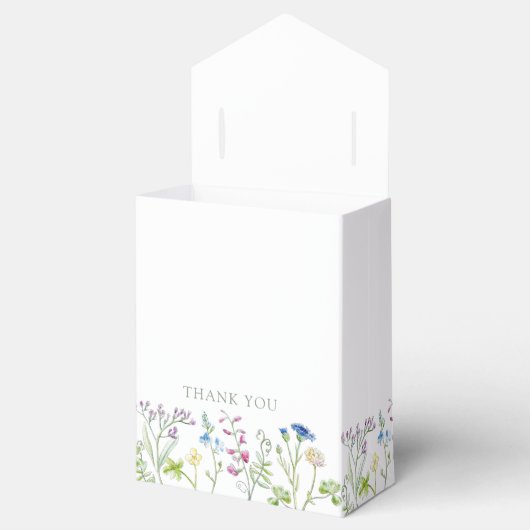 Wildflower botanische blauwe waterverf bruiloft bedankdoosjes (Geopend)