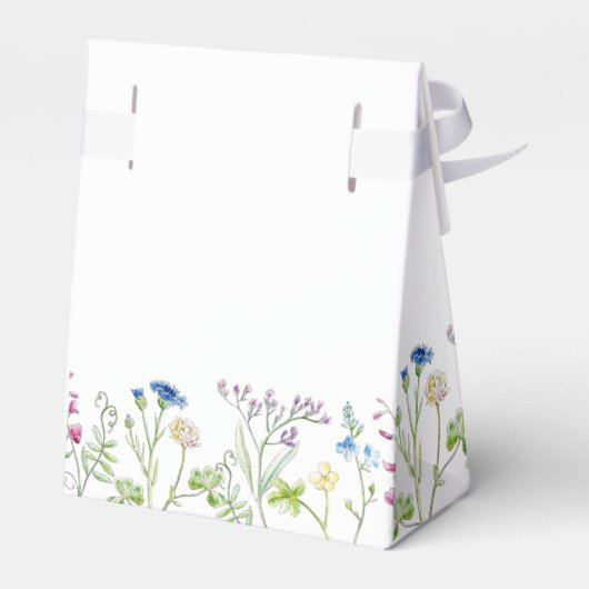 Wildflower botanische blauwe waterverf bruiloft bedankdoosjes (Achterkant)