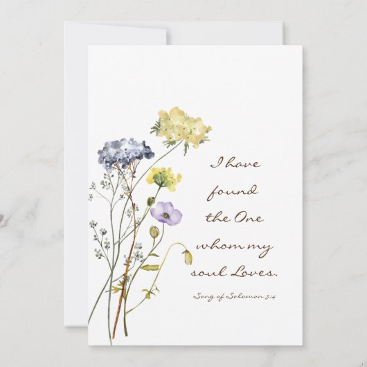 Wildflower Botanische Bloemen Christelijke Bruilof Kaart (Achterkant)