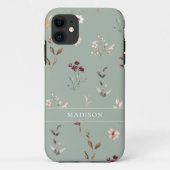 Wildflower Botanische Bloemen Naam Monogram Case-Mate iPhone Case (Achterkant)