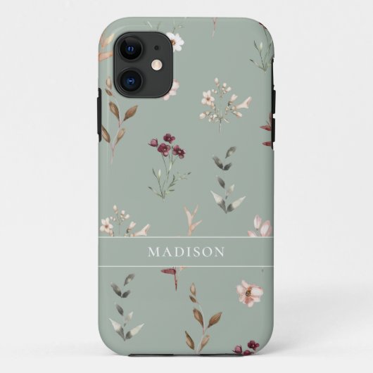 Wildflower Botanische Bloemen Naam Monogram Case-Mate iPhone Case (Achterkant)