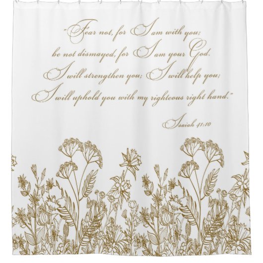 Wildflower Botanische Jesaja 41:10 Christelijk Douchegordijn (Voorkant)