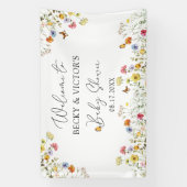 Wildflower Botanische Koppel Baby Shower Welkom Spandoek (Verticaal)