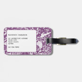 Wildflower Botanische Plum Paarse Gepersonaliseerd Bagagelabel (Achterkant horizontaal)