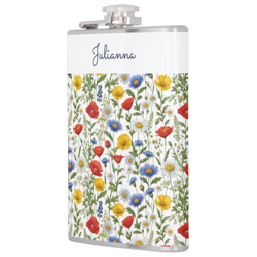 Wildflower  Botanische Rustieke Kleurrijke Bloemen Heupfles (Links)