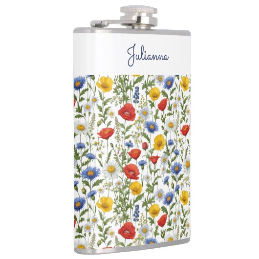 Wildflower  Botanische Rustieke Kleurrijke Bloemen Heupfles (Rechts)