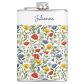 Wildflower  Botanische Rustieke Kleurrijke Bloemen Heupfles (Voorkant)