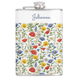 Wildflower  Botanische Rustieke Kleurrijke Bloemen Heupfles