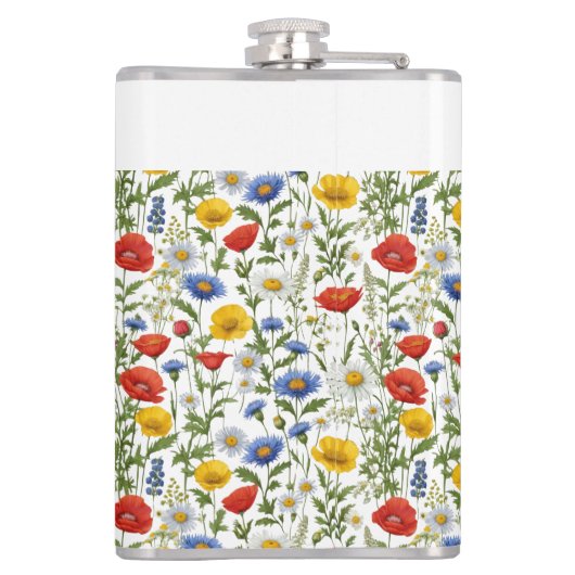 Wildflower  Botanische Rustieke Kleurrijke Bloemen Heupfles (Achterkant)