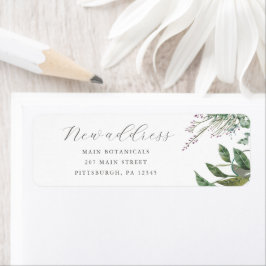 Wildflower Botanische Script Nieuwe Adres Etiket