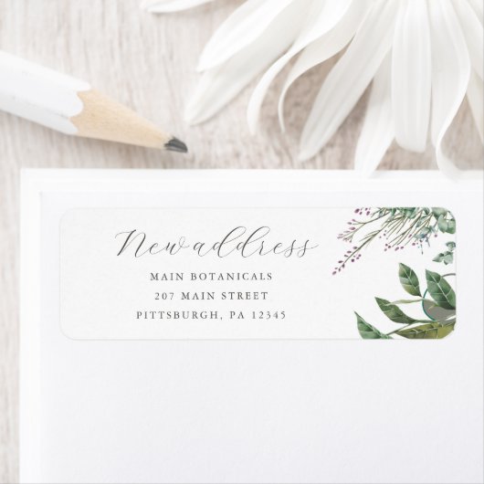 Wildflower Botanische Script Nieuwe Adres Etiket (Insitu)