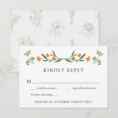 Wildflower Botanische Tuin Bruiloft RSVP Reactie Kaart (Voorkant / Achterkant)