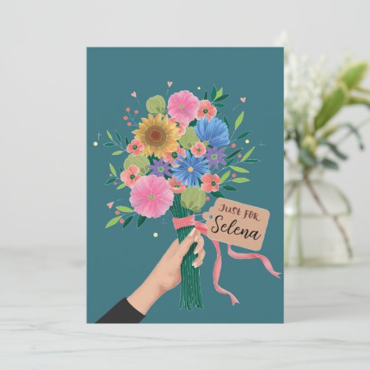 Wildflower Bouquet Bedankkaart (Staand voorkant)