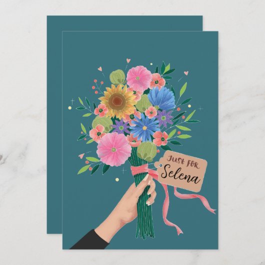 Wildflower Bouquet Bedankkaart (Voorkant / Achterkant)