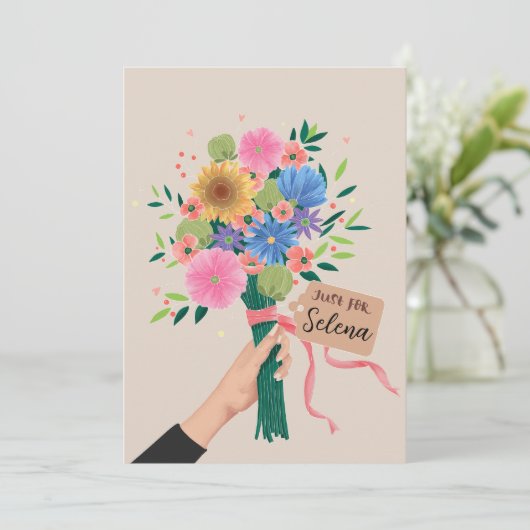 Wildflower Bouquet Feestdagenkaart (Staand voorkant)