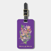 Wildflower Bouquet Handpainted Gouache Custom Name Bagagelabel (Voorkant verticaal)