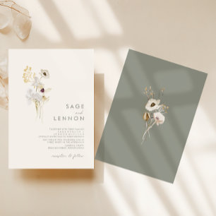 Wildflower Bouquet   Ivory Wedding Kaart