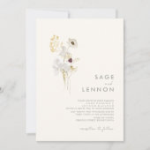 Wildflower Bouquet | Ivory Wedding Kaart (Voorkant)