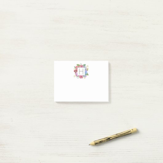 Wildflower Bouquet Monogram Post-it® Notes (Op bureau)