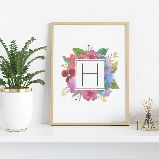 Wildflower Bouquet Monogram Poster