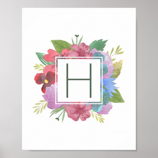 Wildflower Bouquet Monogram Poster (Voorkant)