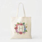Wildflower Bouquet Monogram Tote Bag (Voorkant)