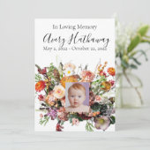 Wildflower Bouquet Photo Funeral Memorial Programm Kaart (Staand voorkant)