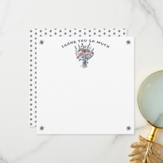 Wildflower Bouquet Rustic Whimsical Bridal Shower  Bedankkaart (Voorkant / Achterkant in situ)