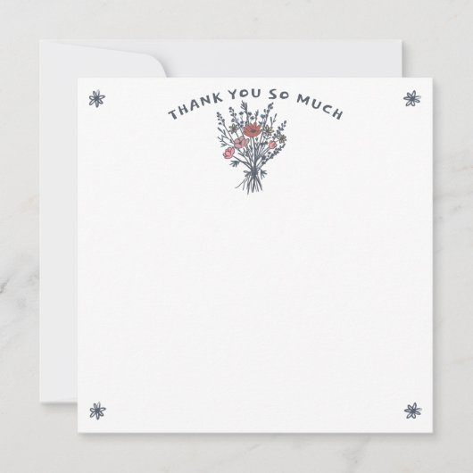 Wildflower Bouquet Rustic Whimsical Bridal Shower  Bedankkaart (Voorkant)