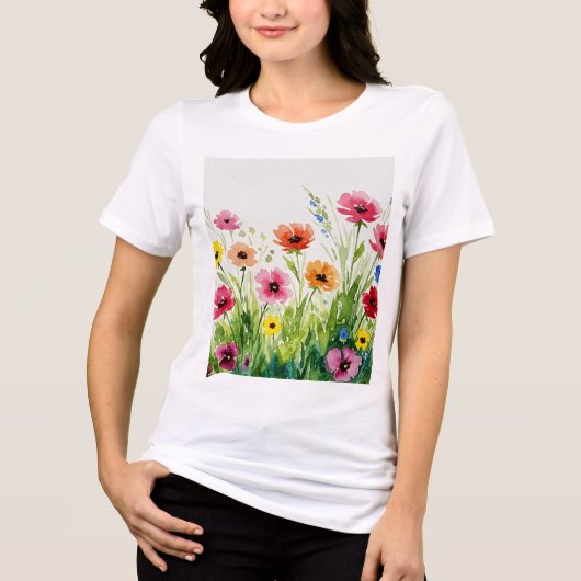 Wildflower bouquet Tri-Blend shirt (Voorkant)