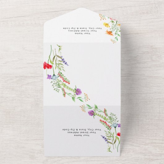 Wildflower Bouquet Wedding All in One Invite All In One Uitnodiging (Buitenkant)