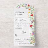 Wildflower Bouquet Wedding All in One Invite Uitnodiging (Binnen)
