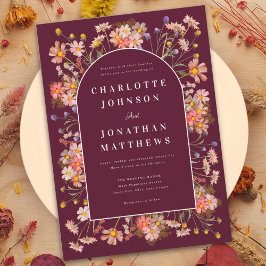 Wildflower Bourgogne Verbrand Sinaasappel Fall Wed Kaart