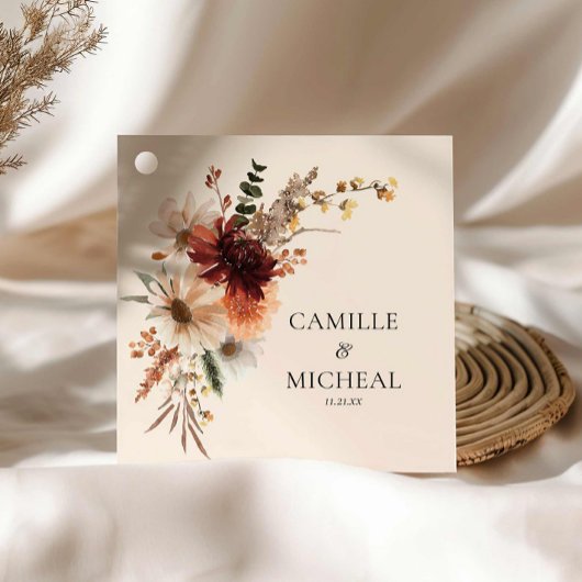 Wildflower Bourgondische bruiloft Bedankjes Labels